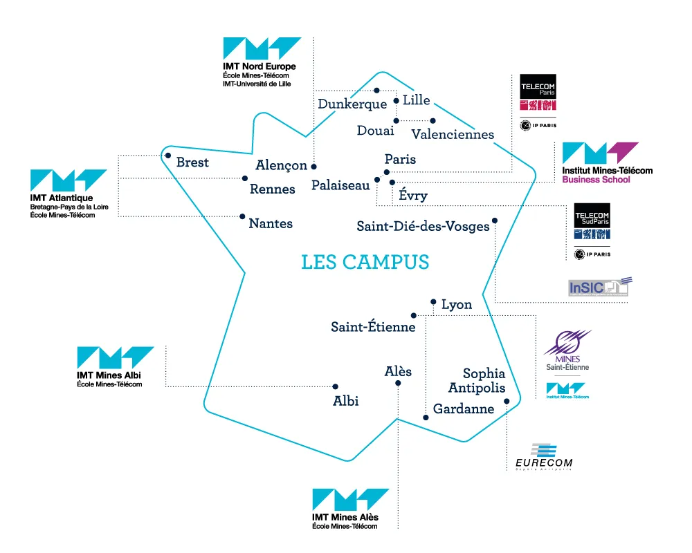 carte de France avec implantation des écoles